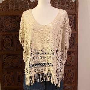 Crocheted top with fringe